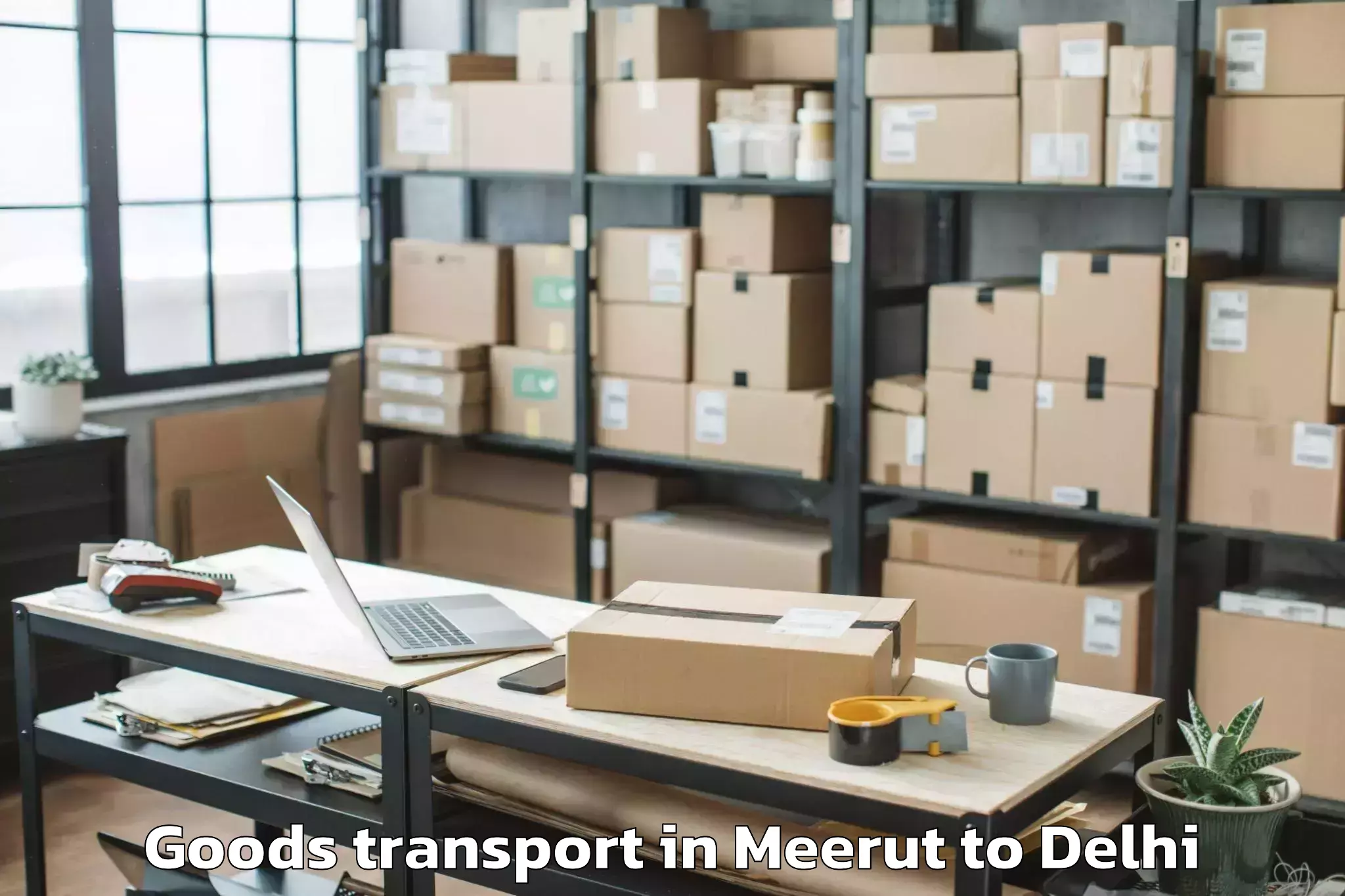 Easy Meerut to Jhilmil Goods Transport Booking